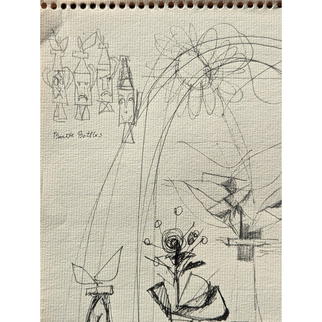 David Adickes Early Modern Black & White Abstract Still Life & Vases Drawing Studies, Mid 20th Century For Sale - Image 4 of 10