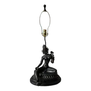 Vintage 1940s Asian Bronze Tara Lamp