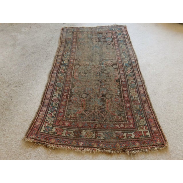 Brown Distressed Antique Persian Rug- 6'3"x 3'6" For Sale - Image 8 of 12