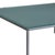 A square coffee table with a minimalist and elegant design, featuring a simple metal frame and a top in blue sandblasted...