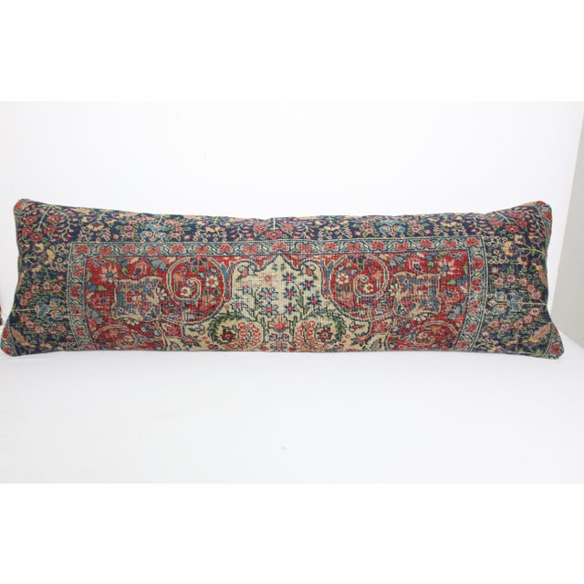 Tribal Antique Oriental Handmade Double Knotted Persian Rug Pillow Cover For Sale - Image 3 of 11