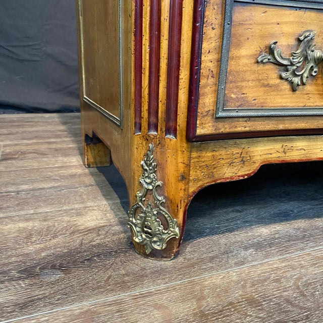 Antique French Provincial Louis XV Marble Top Three-Drawer Commode For Sale - Image 11 of 16
