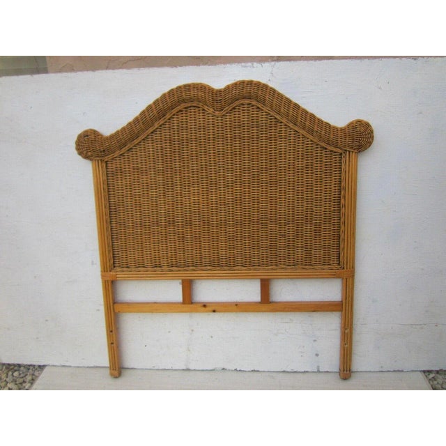 Brown 1980s Vintage Asian Style Bamboo Rattan Twin Headboard Honey Color For Sale - Image 8 of 12