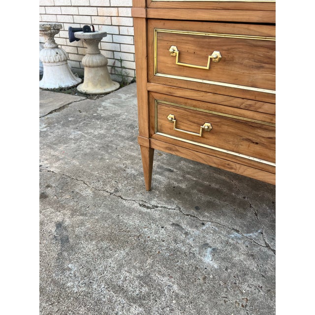 French French 19th Century Louis XVI Bleached Chestnut Marble Top Commode For Sale - Image 3 of 12