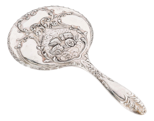 Antique Sterling Silver Cherubs Hand Mirror by S Blanckensee and Son Birmingham 1912, 1890s