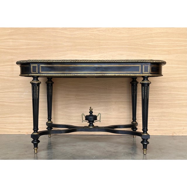 Mid 19th Century Ebonized Center or Writing Desk Table, Napoleon III Period For Sale - Image 13 of 18