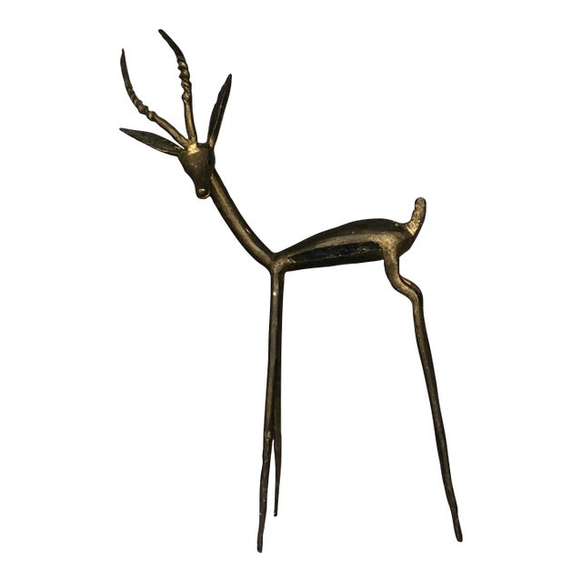 Vintage African Bronze Gazelle Sculpture For Sale