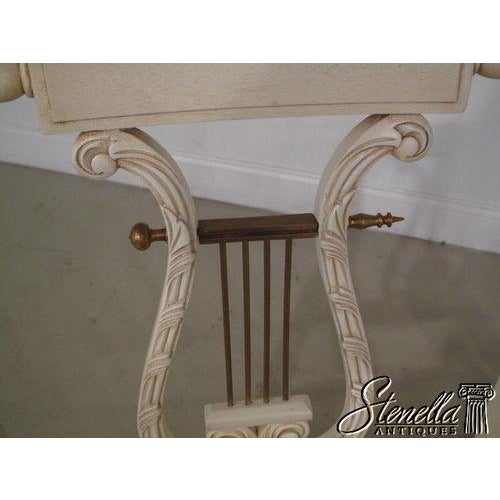 White Painted Shabby Chic Finish Lyre Back Settee Bench For Sale - Image 4 of 9
