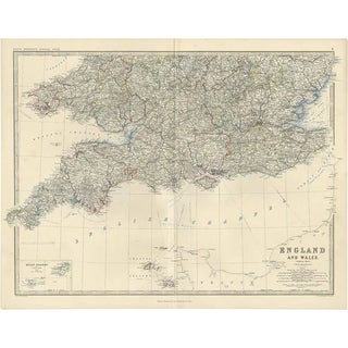 Antique Map of England and Wales by A.K. Johnston, 1865 For Sale