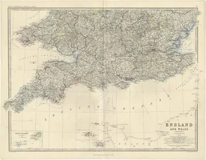 Antique Map of England and Wales by A.K. Johnston, 1865