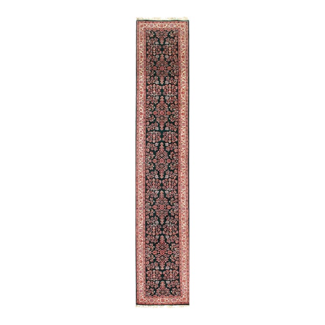Pasargad DC Green Fine Hand Knotted Sarouk Runner Rug For Sale