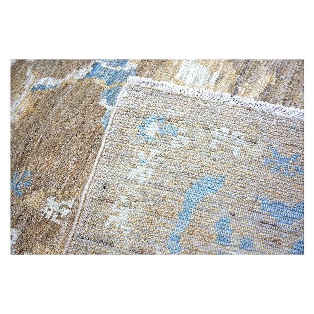 Persian Sultanabad Wool 10 x 20 Taupe, Ivory & Light Blue Handmade Gallery Area Rug #1141324 For Sale - Image 18 of 18