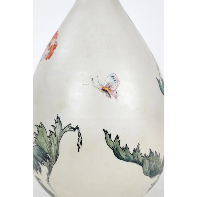 Vintage Porcelain With Hand Painted Flowers Motif Vase For Sale In New York - Image 6 of 9
