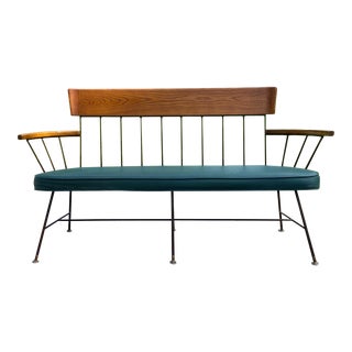 Vintage Selrite Bench With Wood + Rod Iron For Sale