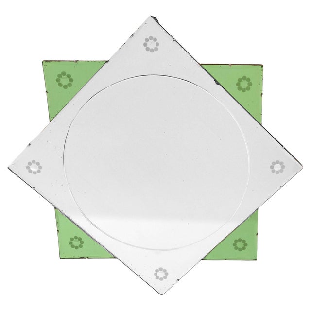 Art Deco English Green Eight Pointed Wall Mirror, 1930s For Sale - Image 11 of 11