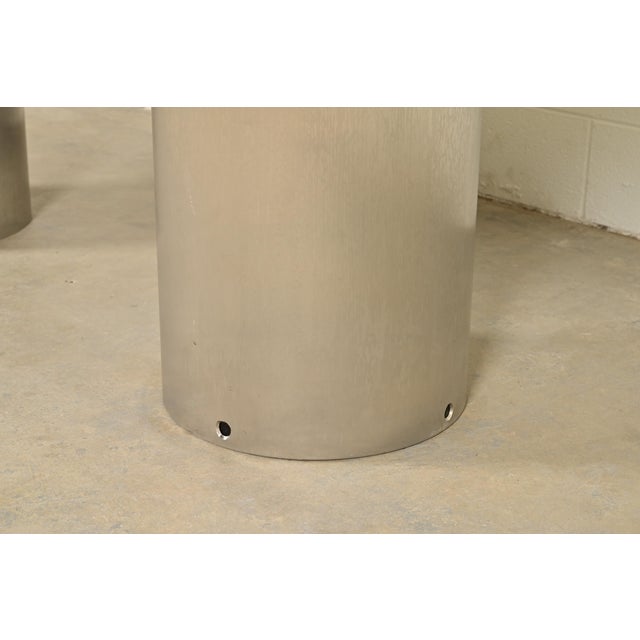 Silver Matteo Grassi Style Modern Italian Granite and Steel Double Pedestal Dining Table, Circa 1970s For Sale - Image 8 of 10