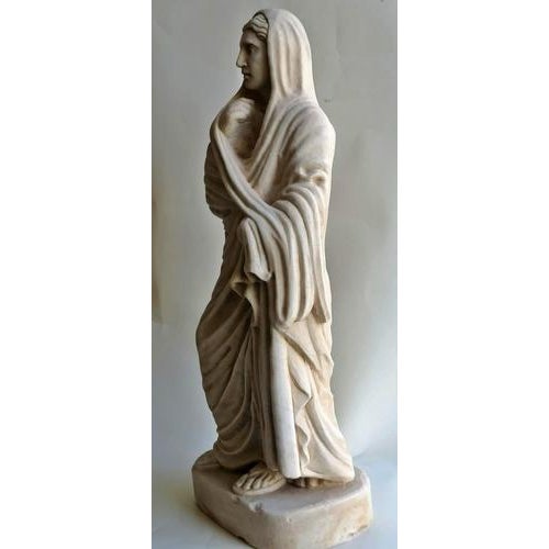 Baroque Italian Saint Sculpture in Carrara Marble, 20th Century For Sale - Image 3 of 7