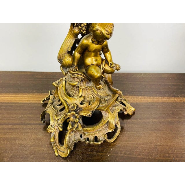 Pair of Louis XVI Style Gilt Bronze Candelabra, Cherub Florentine Form For Sale In New York - Image 6 of 13