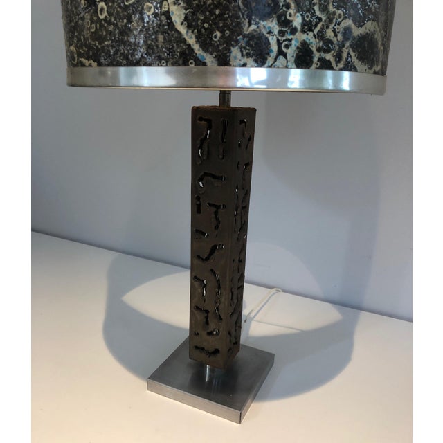 1970s Worked Steel Design Table Lamp For Sale - Image 12 of 12