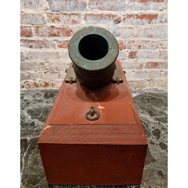 British Metal Mortar Cannon on Wooden Base For Sale - Image 9 of 9