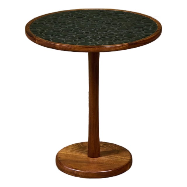 Gordon & Jane Martz Mosaic Black Coin Tile Side Table For Sale