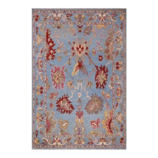 Boho Chic Oushak Breanne Blue/Rust Wool Rug - 9'0'' X 12'0'' For Sale