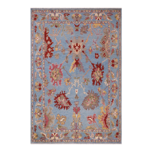 Boho Chic Oushak Breanne Blue/Rust Wool Rug - 9'0'' X 12'0''