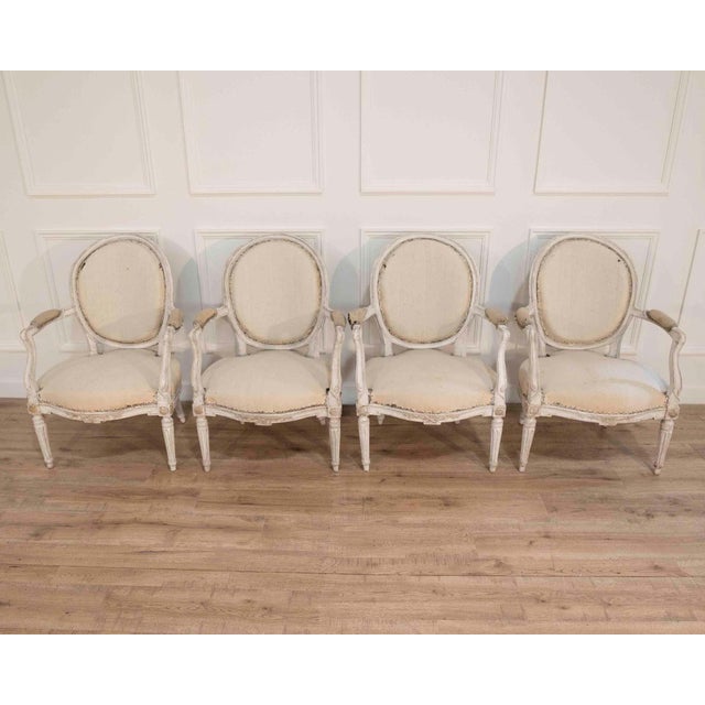 Set of Four Louis XVI Painted Armchairs, France, circa 1770–1780 For Sale - Image 9 of 10