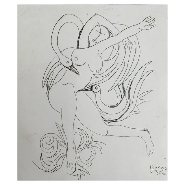 Leszek Rózga, Swans and Leda, 2010, Etching on Paper For Sale