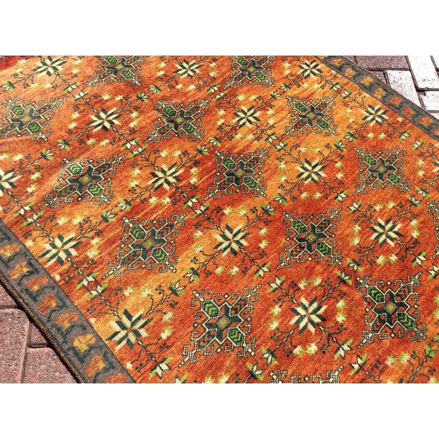 Vintage Burnt Orange Hand Knotted Area Rug - 53" X 120" For Sale In Raleigh - Image 6 of 9