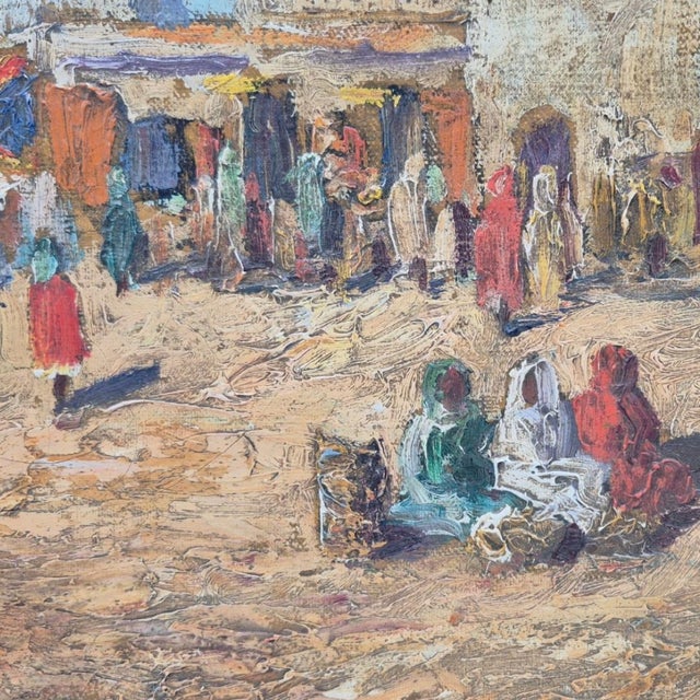 Textile Mid 20th Century Original Orientalist Oil on Canvas Painting of Kairouan, Tunisia by F. Guinart - 20" X 16" For Sale - Image 7 of 9