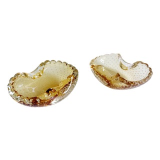 Murano Bullicante Style Ashtrays - A Pair For Sale