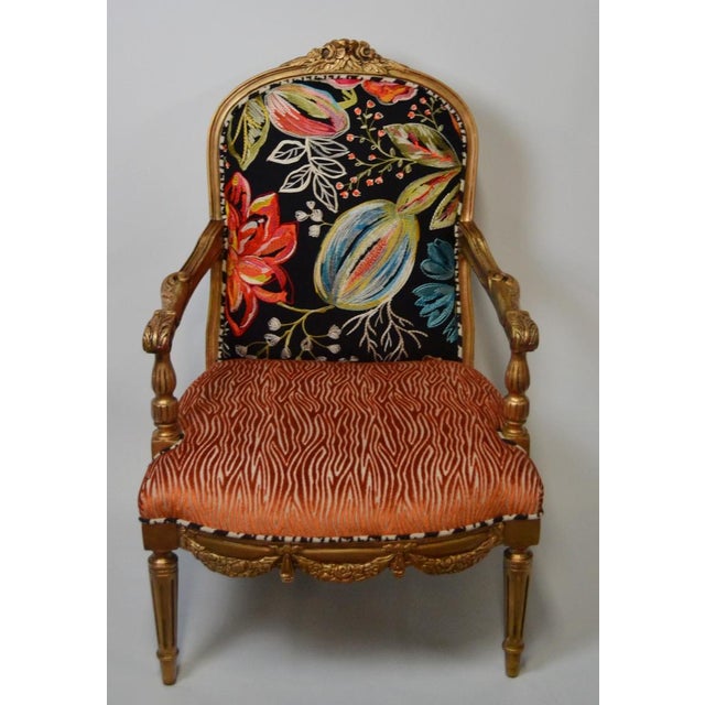 Vintage Gold Chair with Floral Embroidery Chairish