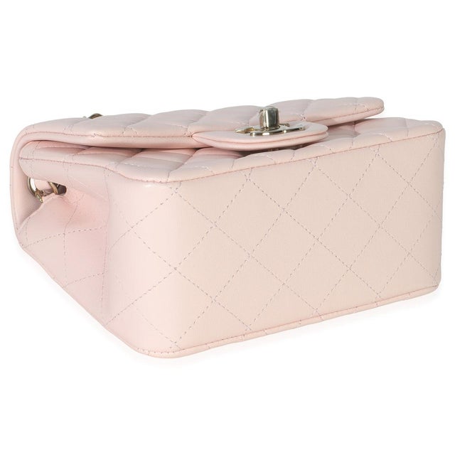 1950s Pink Quilted Lambskin Mini Square Flap Bag For Sale - Image 5 of 8