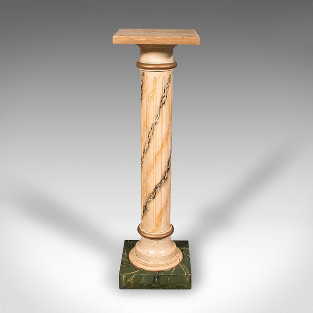 Early 20th Century Antique Torchere Column, English, Pine, Faux Marble, Bust Stand, Victorian, 1900 For Sale - Image 5 of 9