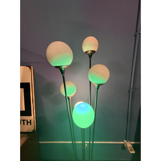 Gold Vintage Sapling Floor Lamp in Opaline Glass and Brass, 1960s For Sale - Image 8 of 10