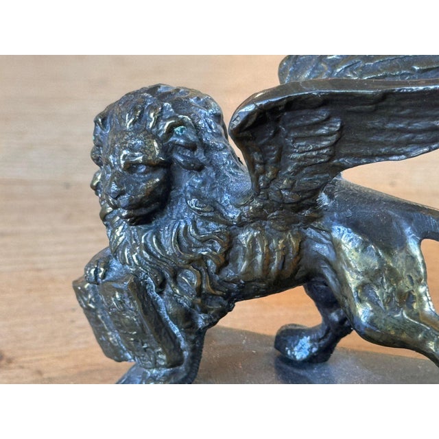English 19th Century English Patinated White Metal Herald Lion With Wings For Sale - Image 3 of 6
