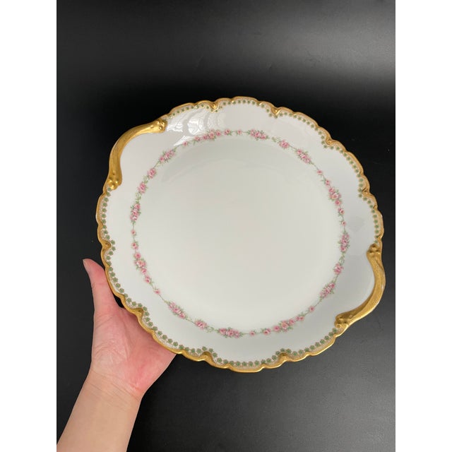 Antique Theodore Haviland Limoges Serving Plate Platter With Heavy Gold For Sale - Image 10 of 12