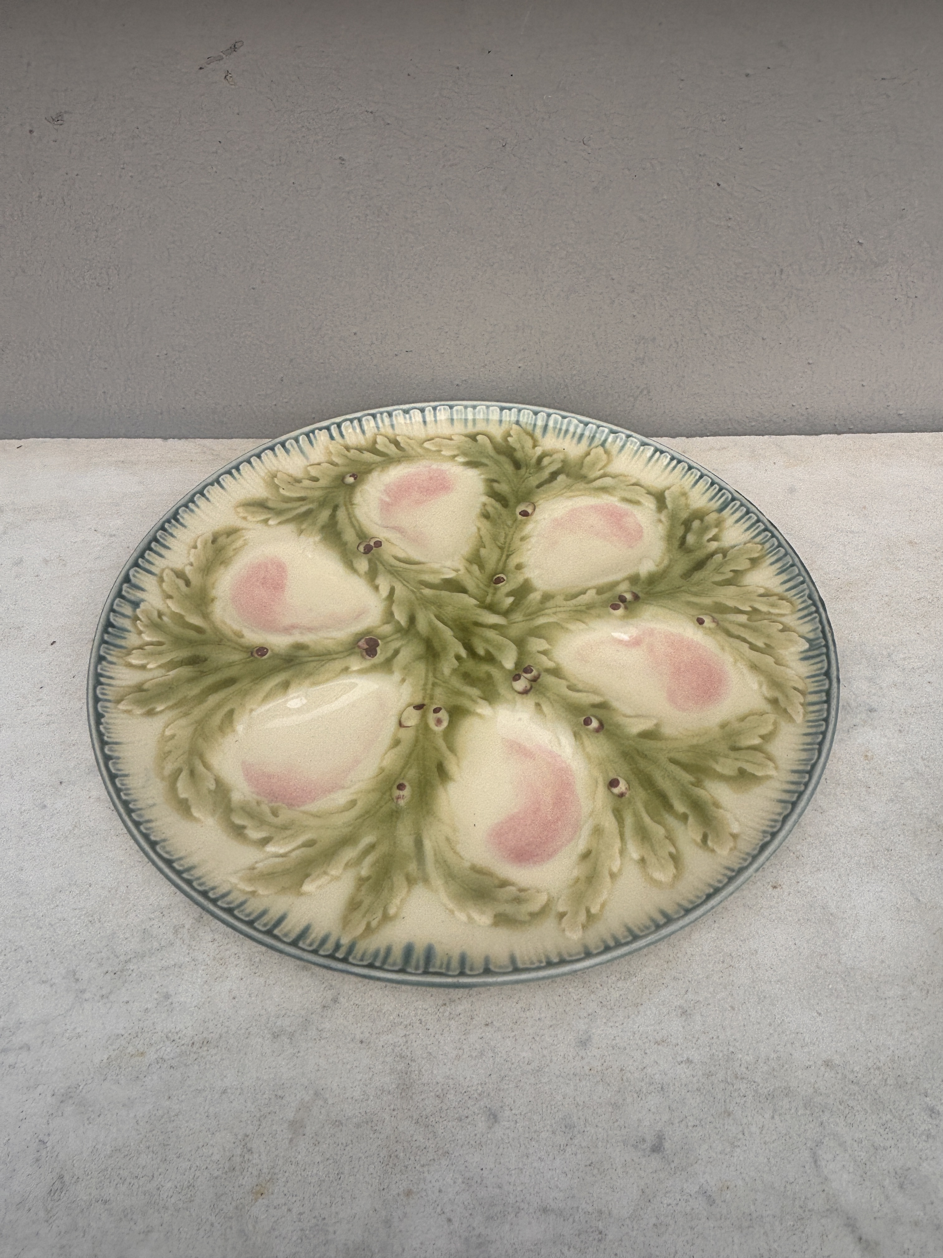 French Majolica Oyster Plate Choisy-Le-Roi, Circa 1880 | Chairish