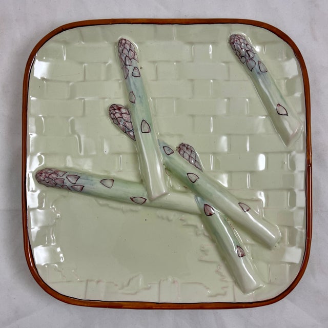 Émile Gallé St Clément Art Nouveau Trompe l'Oeil French Asparagus Plate, 1870 For Sale - Image 13 of 13