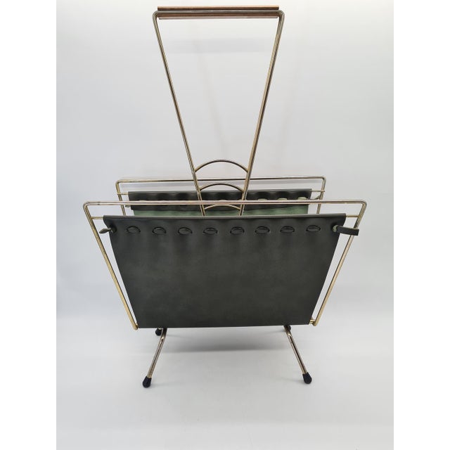 Mid-Century Modern Mid-Century Modern Newspaper Rack in Chrome and Vinyl, West Germany, 1970s For Sale - Image 3 of 11