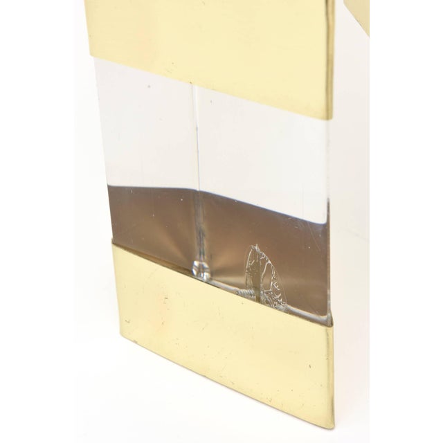 1970s Lucite and Polished Brass Ram's Head Wall Sconces - a Pair For Sale - Image 10 of 11