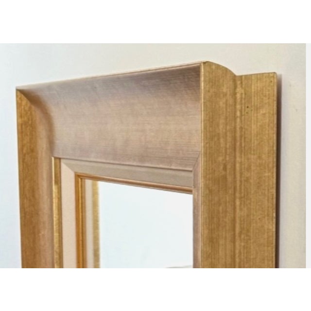 1990s Circa 1990 Custom Traditional Gilt Wood and Linen Art Frame Repurposed Into Wall Mirror For Sale - Image 5 of 11