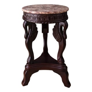 Empire Style Pink Marble Swan Leg Side Table or Drinks Table For Sale