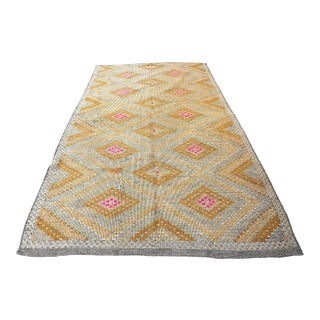 1960s Pastel Handwoven Geometric Tan Colour Kilim For Sale