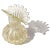 Murano Murano Vintage Clear Gold Flecks Bibbles Italian Art Glass Fan Shaped Scissor Cut Rim Flower Vase For Sale - Image 4 of 9