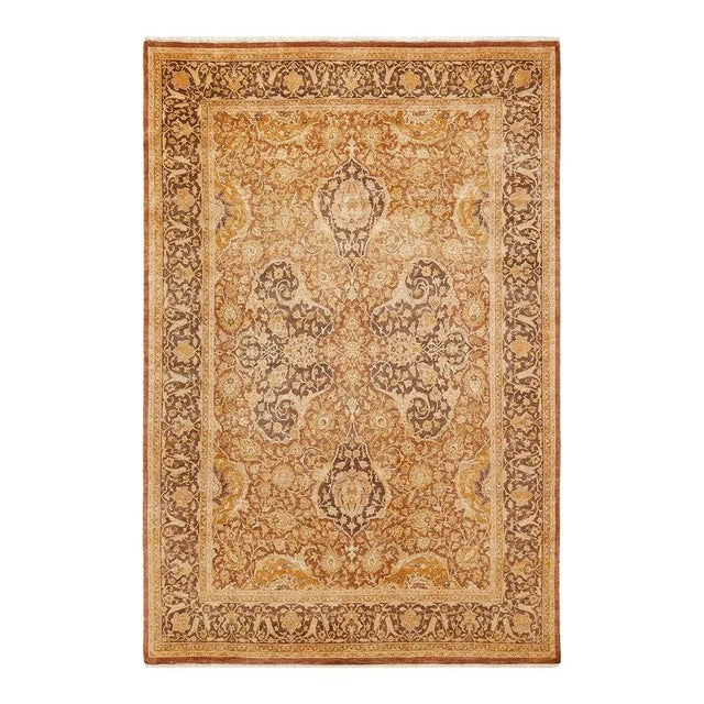 Mogul Collection Hand-Knotted Area Rug - Yellow 6' 3" x 9' 3" For Sale - Image 4 of 4