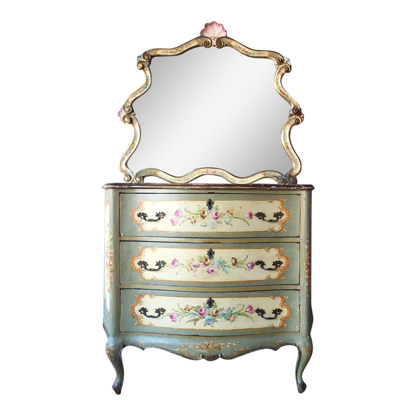 Vintage Venetian Dresser And Mirror Set Chairish
