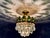 1960s French Brass Crown Chandelier – Rare Green & Clear Crystals For Sale - Image 9 of 14
