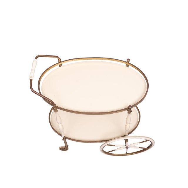 Hollywood Regency Oval-Shaped Glass Tops Serving Trolley, Italy, 1950s For Sale - Image 3 of 11